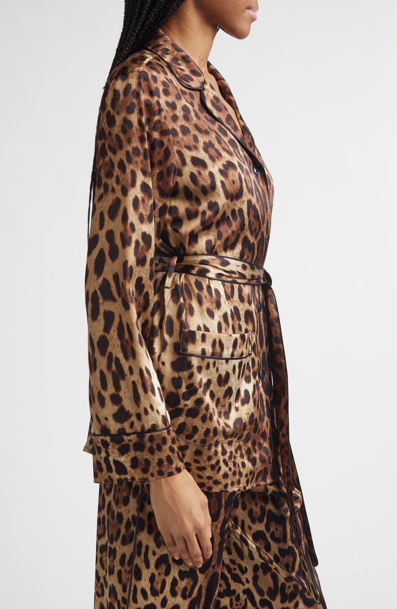 Dolce&Gabbana Leopard Print Satin Blouse, Alternate, color, Hy13m Leo New