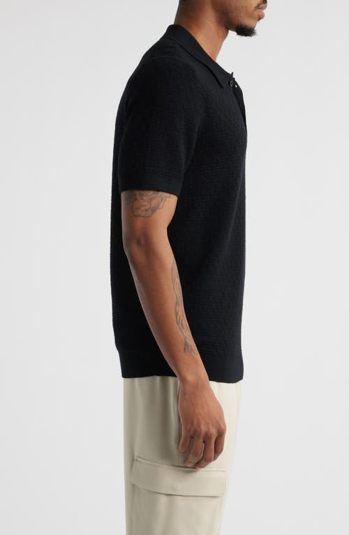 Open Edit Texture Polo Sweater In Black