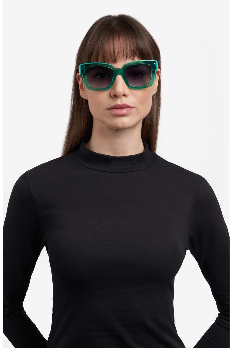 brynne 51mm square sunglasses, Alternate, color, GREEN