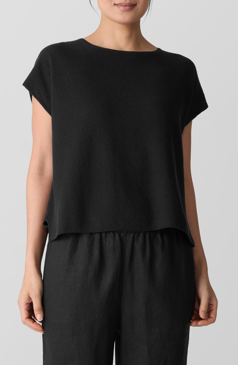Eileen Fisher Organic Linen & Organic Cotton Cap Sleeve T-Shirt, Main, color,
