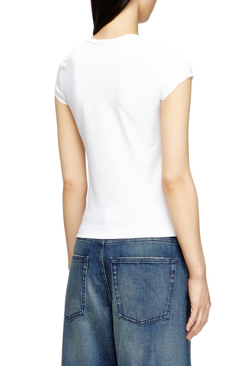 T-Angie-OD Embroidered Oval D Cutout T-Shirt, Alternate, color, WHITE