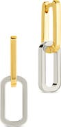 Sterling Forever Two Tone Double Link Drop Earrings