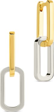 Sterling Forever Two Tone Double Link Drop Earrings