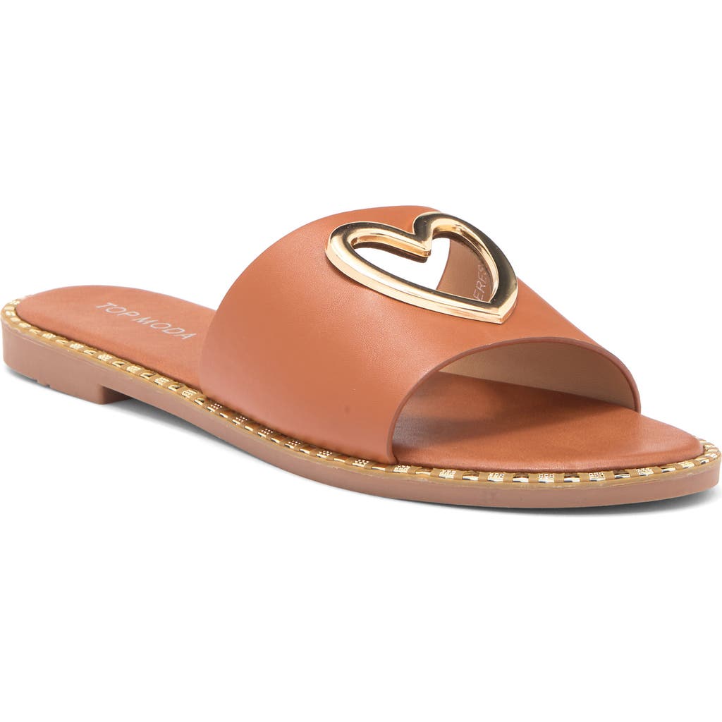 Top Guy Shoes Teresa Slide Sandal In Tan Pu