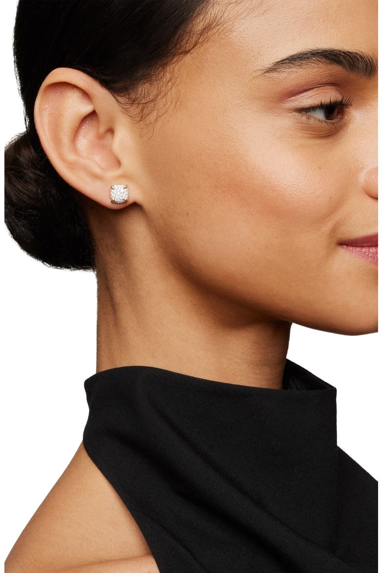 Chatelaine® Stud Earrings in 18K Gold & Pavé Diamonds, Alternate, color, DIAMOND
