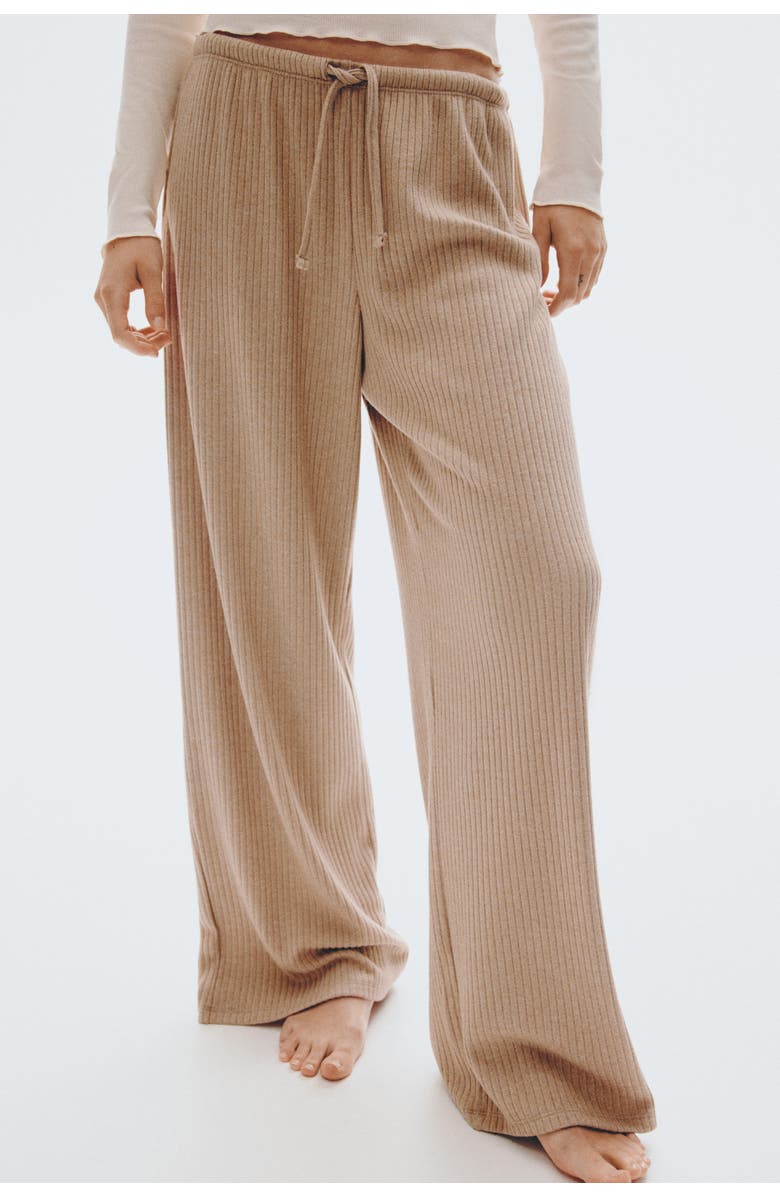 H&M Wide Rib-knit Trousers, Alternate, color, 