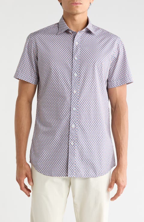Drews Avenue Sports Fit Short Sleeve Button-Up Shirt