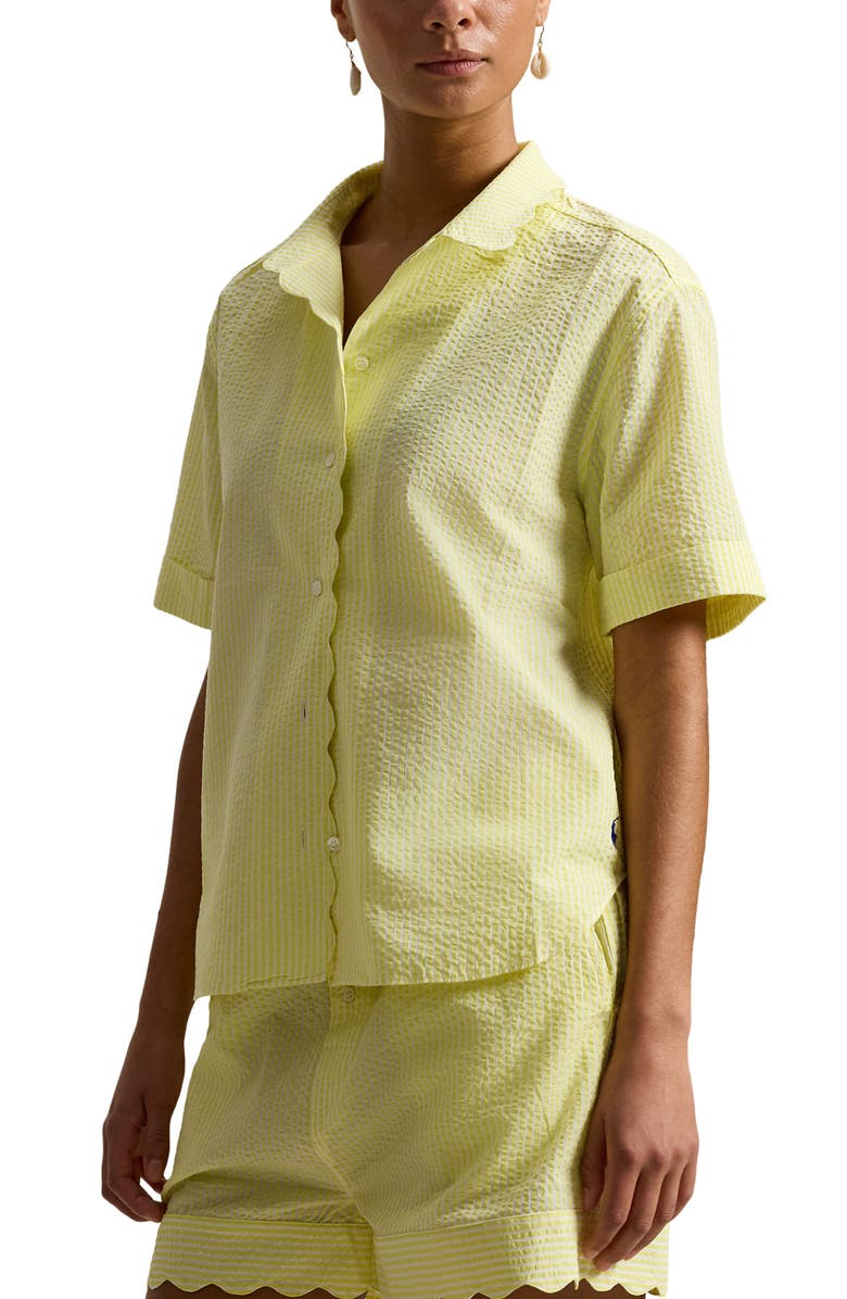 Polo Ralph Lauren Scallop Short Pajamas, Alternate, color, Lemon Verbina