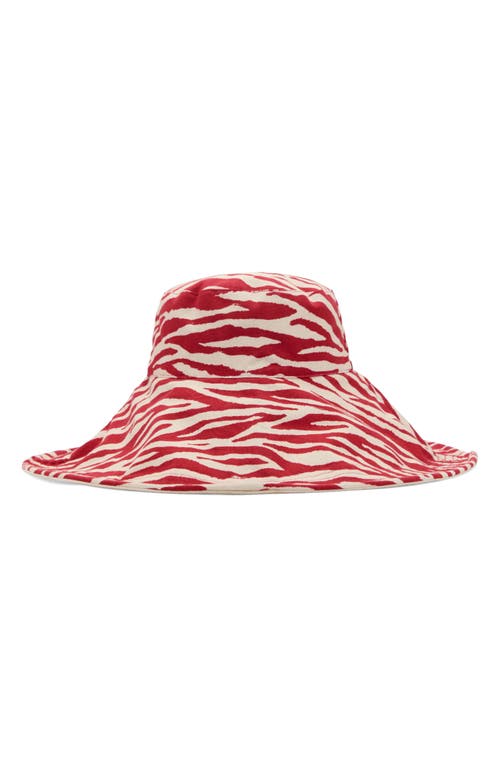 Mango Reversible Zebra Print Bucket Hat In Red