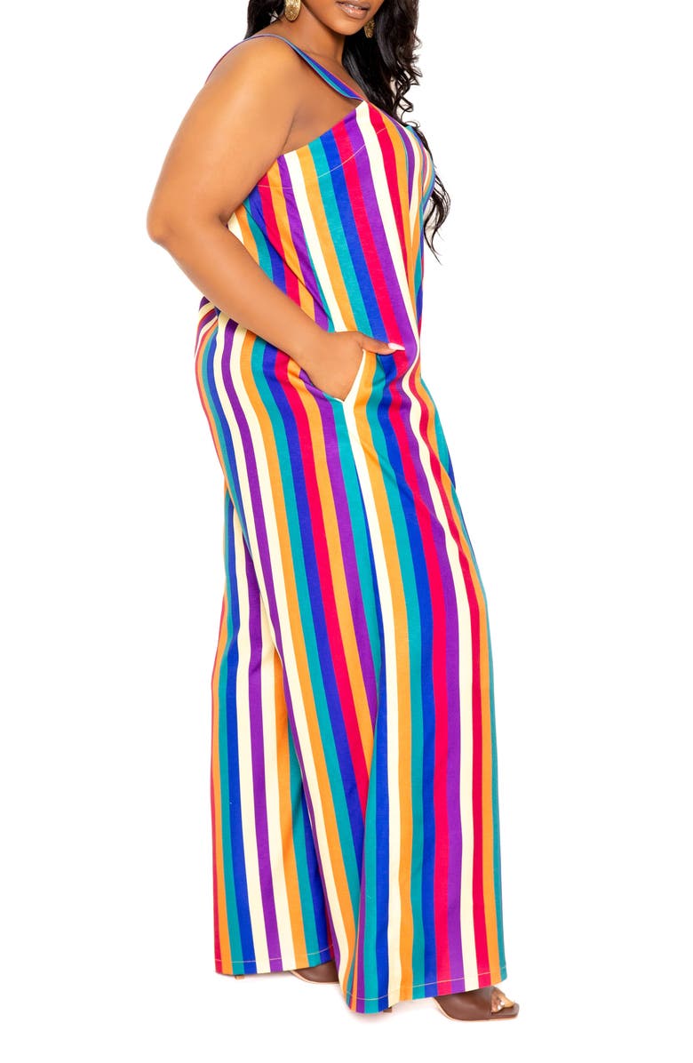 BUXOM COUTURE Stripe Wide Leg Jumpsuit, Alternate, color,