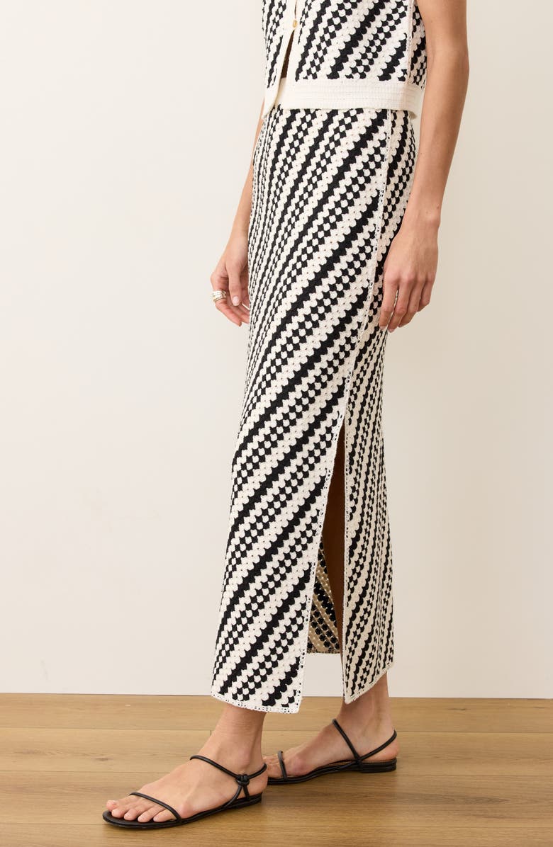Marine Layer Sands Maxi Sweater Skirt, Alternate, color, Black/ Cream Stripe