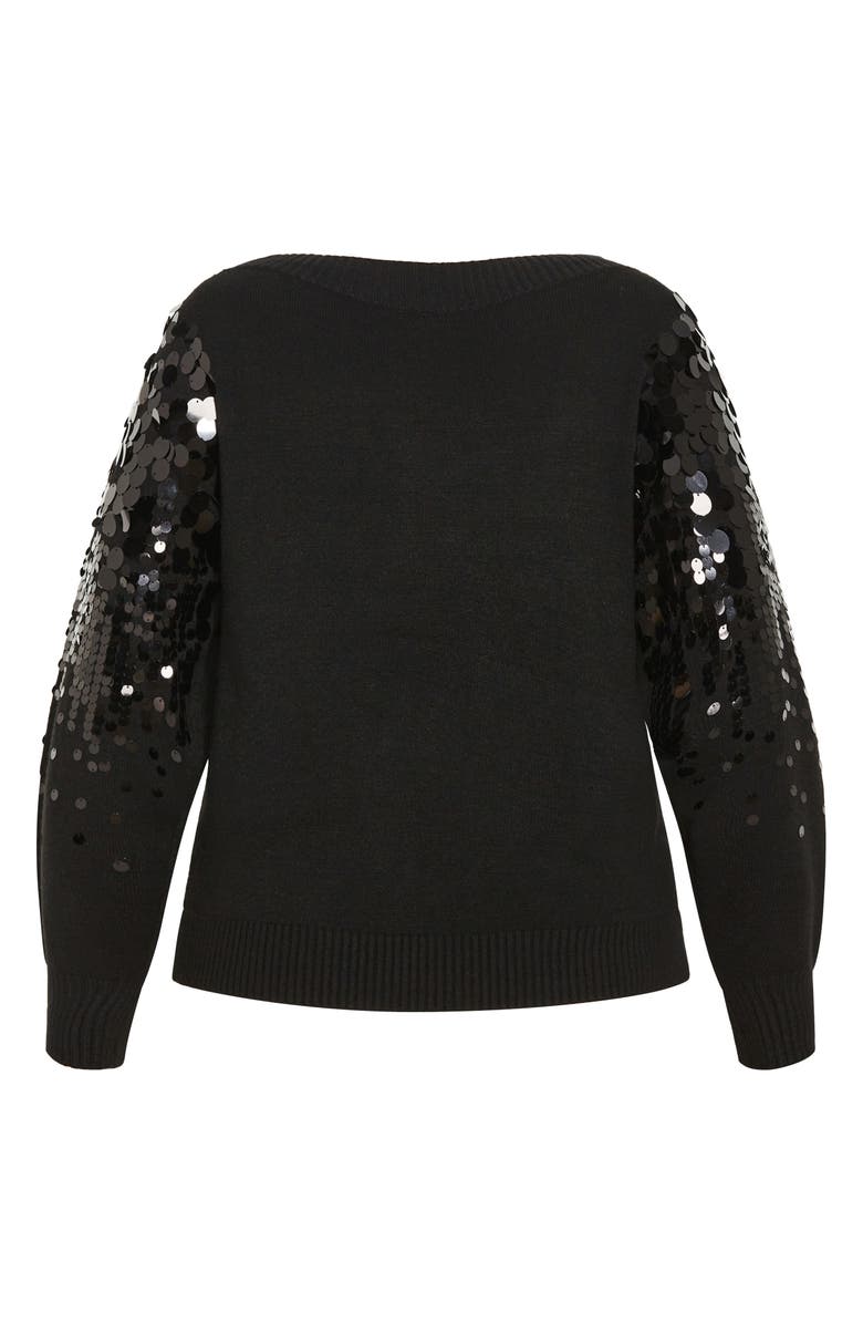 City Chic Braylin Embellished Sweater, Alternate, color, Black