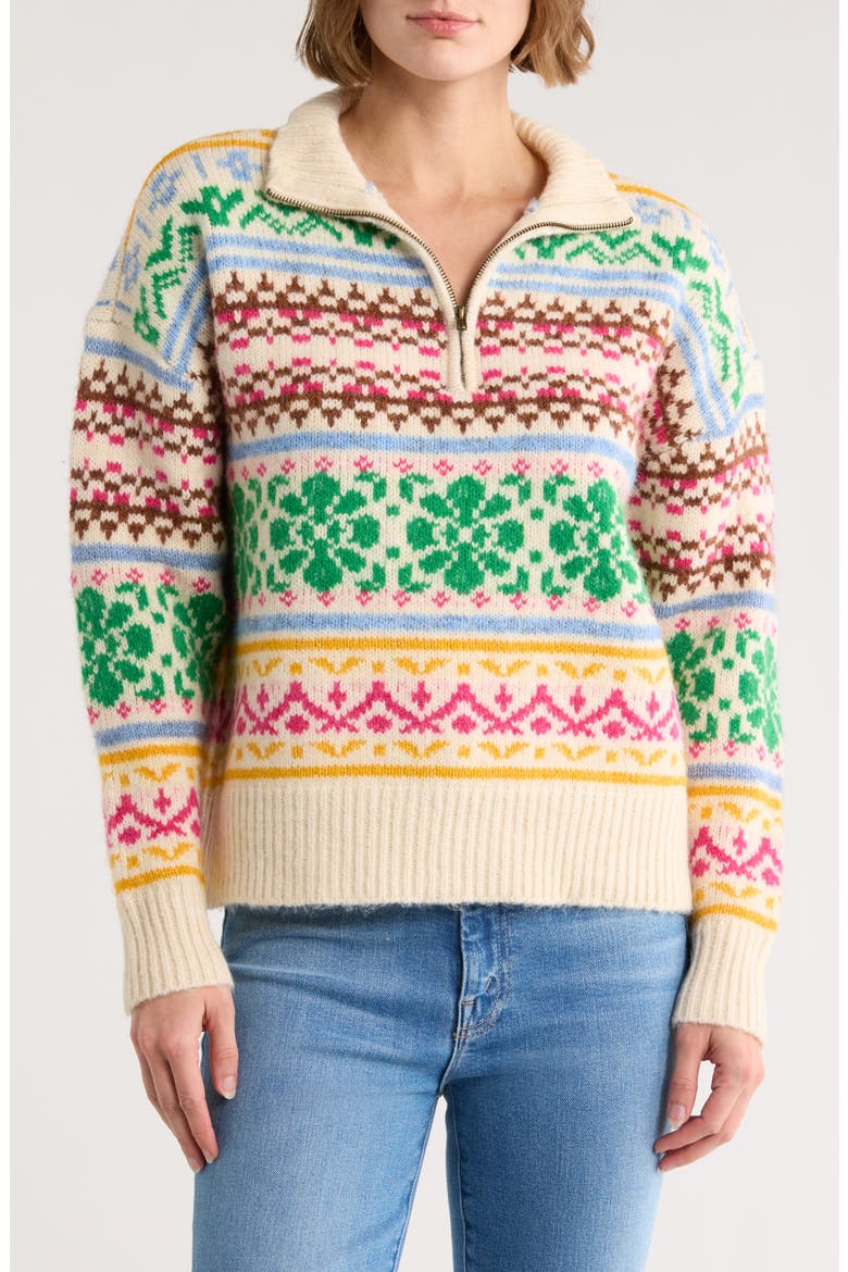 Troyer Half-Zip Sweater, Main, color, CREAM