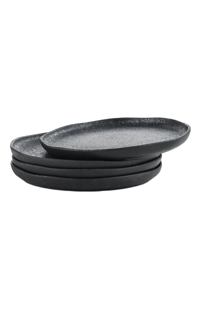 Stone Lain Tom Stoneware 4-Piece Salad Plate Set, Alternate, color, Black And White