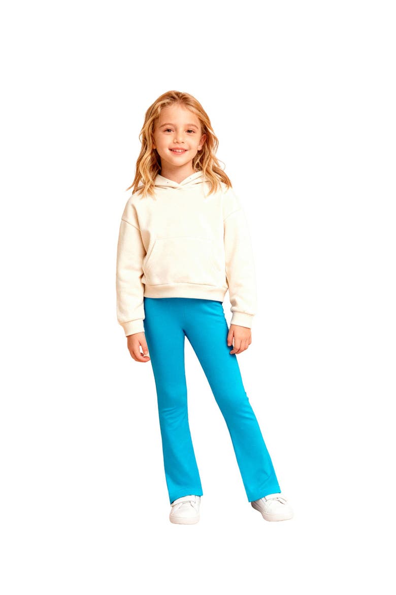 Girls Soft 100% Cotton Flare Boot-Cut Leggings, Alternate, color, Turquoise