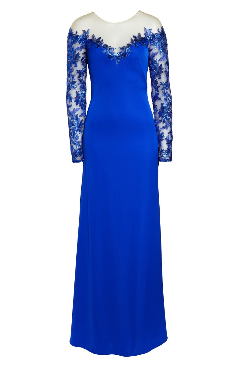 Tadashi Shoji Long Sleeve Sequin Lace Gown, Alternate, color, 