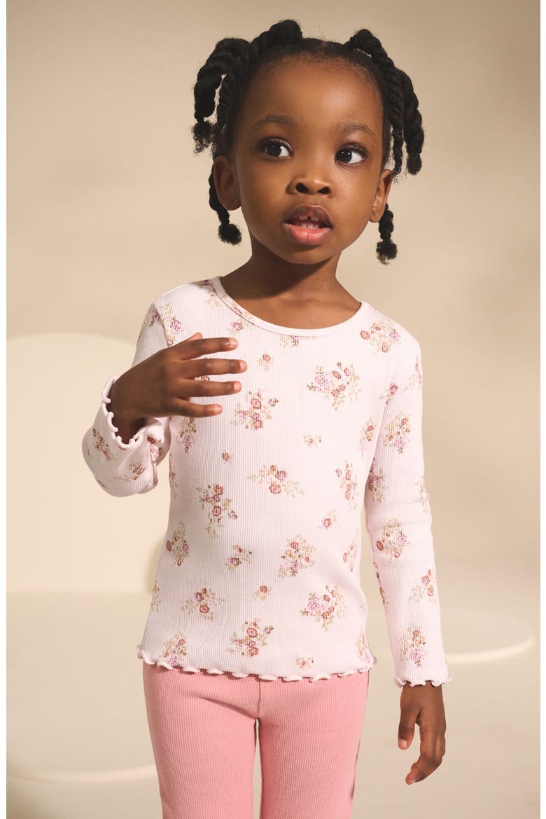 Kids' Ditsy Rib Long Sleeve Top, Alternate, color, PINK