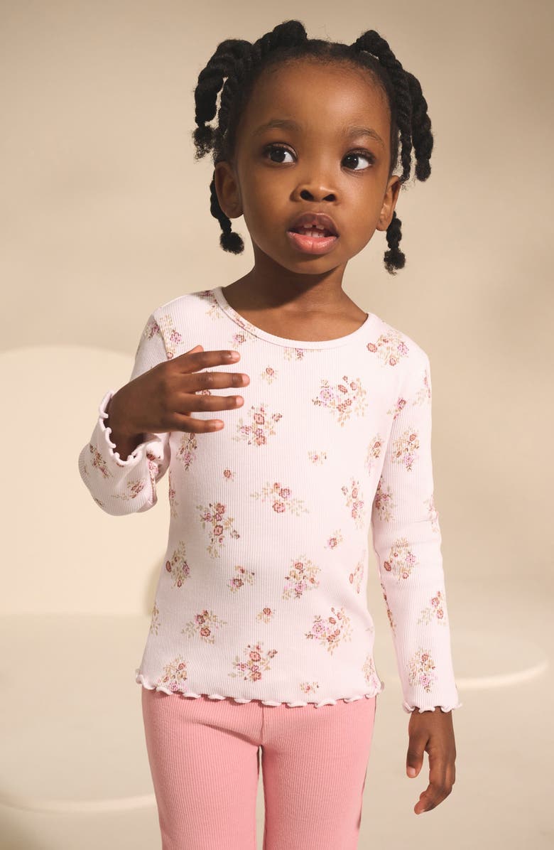 NEXT Kids' Ditsy Rib Long Sleeve Top, Alternate, color, Neutral