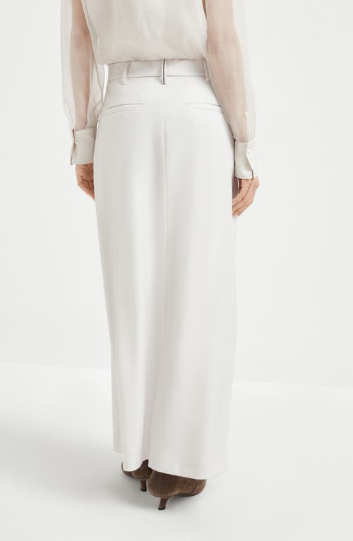Brunello Cucinelli Pleated Front-split Maxi Skirt In White