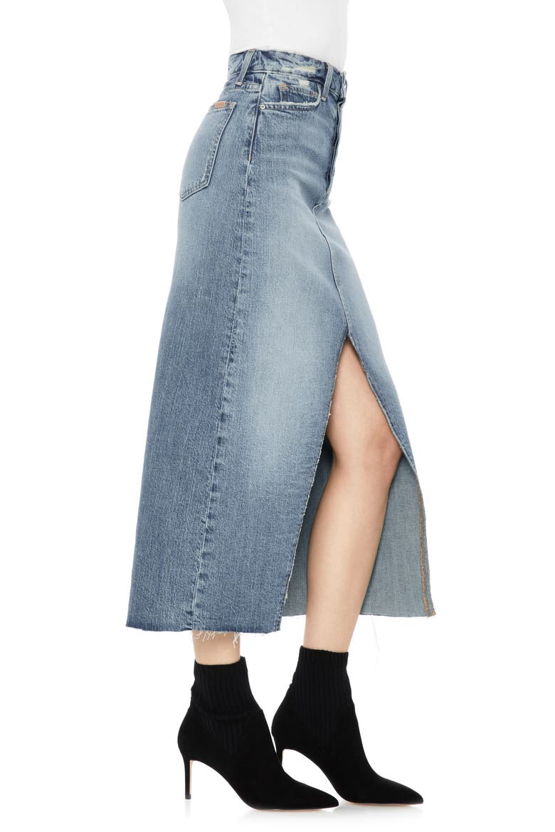 High Waist Long Denim Skirt, Alternate, color, ALESSA