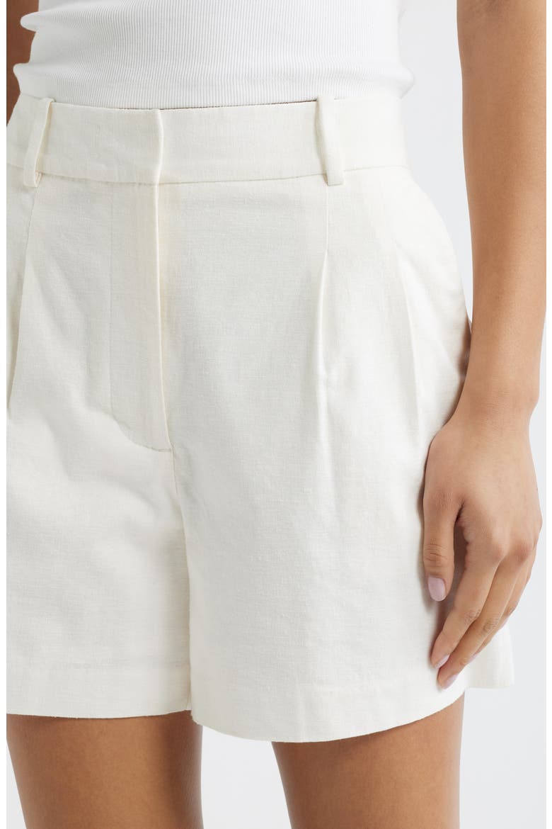 Everyday Pleated Linen Blend Shorts, Alternate, color, WHITE