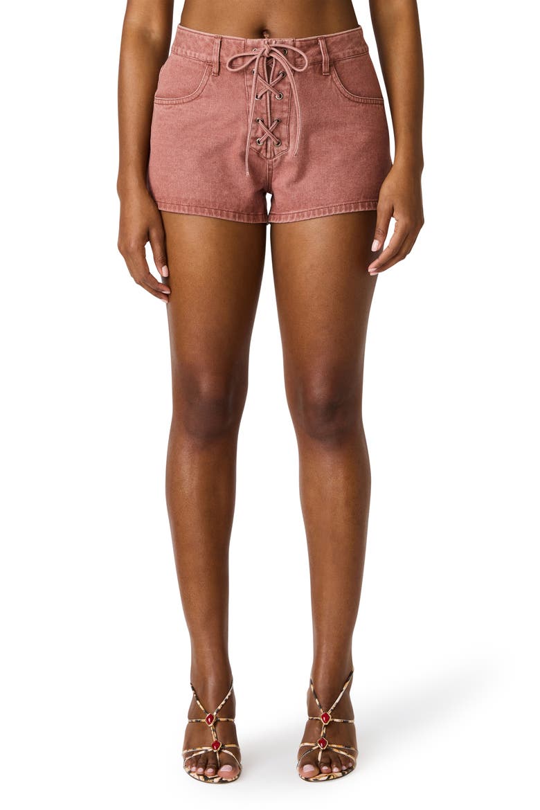 Callisto Denim Shorts, Main, color, RUST