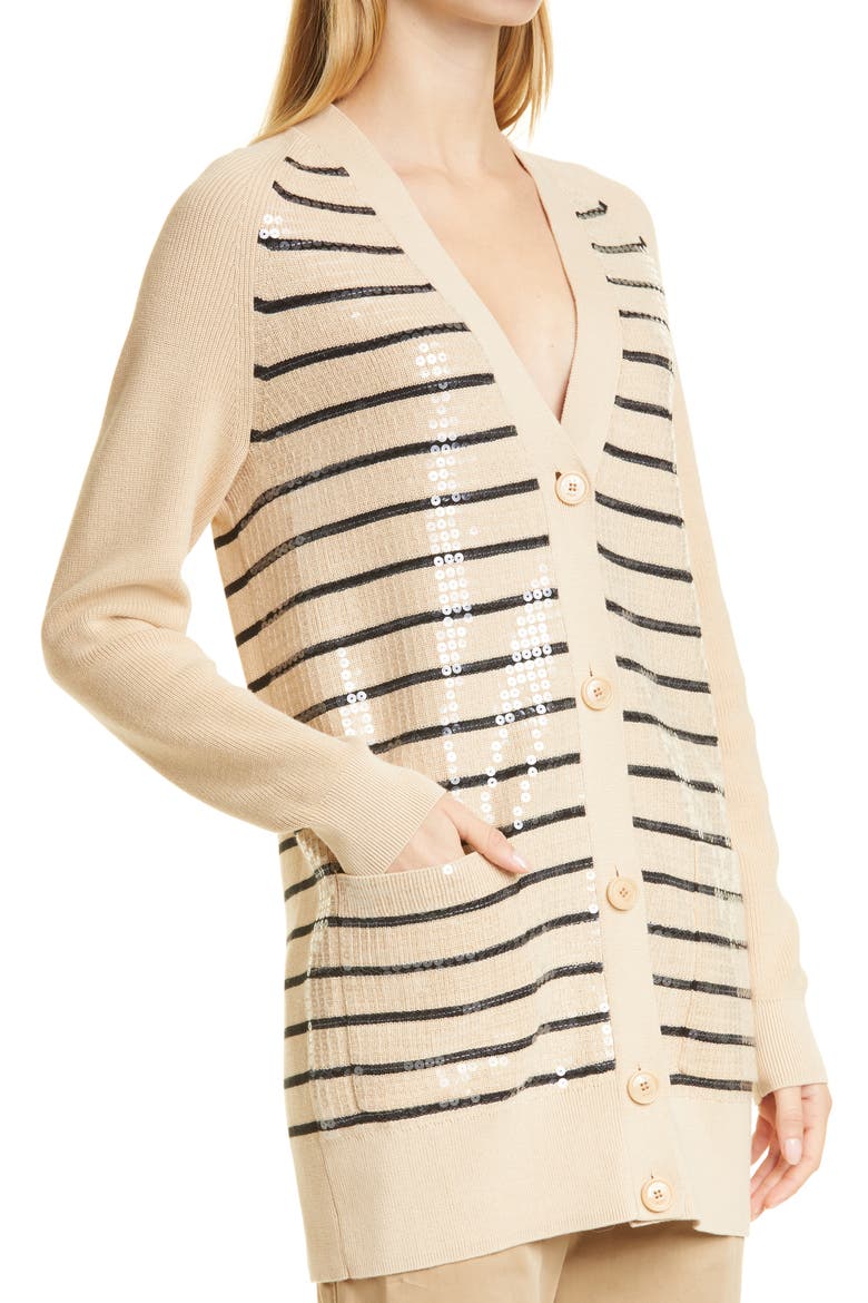 Felly Stripe Sequin Long Cardigan, Alternate, color, MAPLE FANTASY