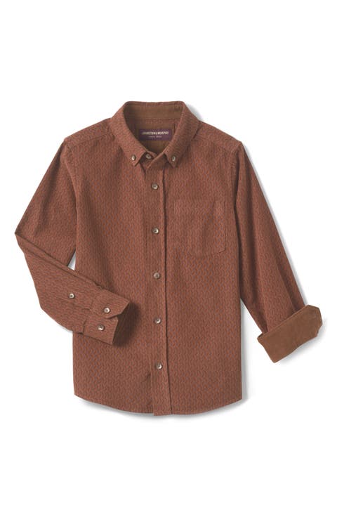Kids' Geo Print Corduroy Button-Down Shirt