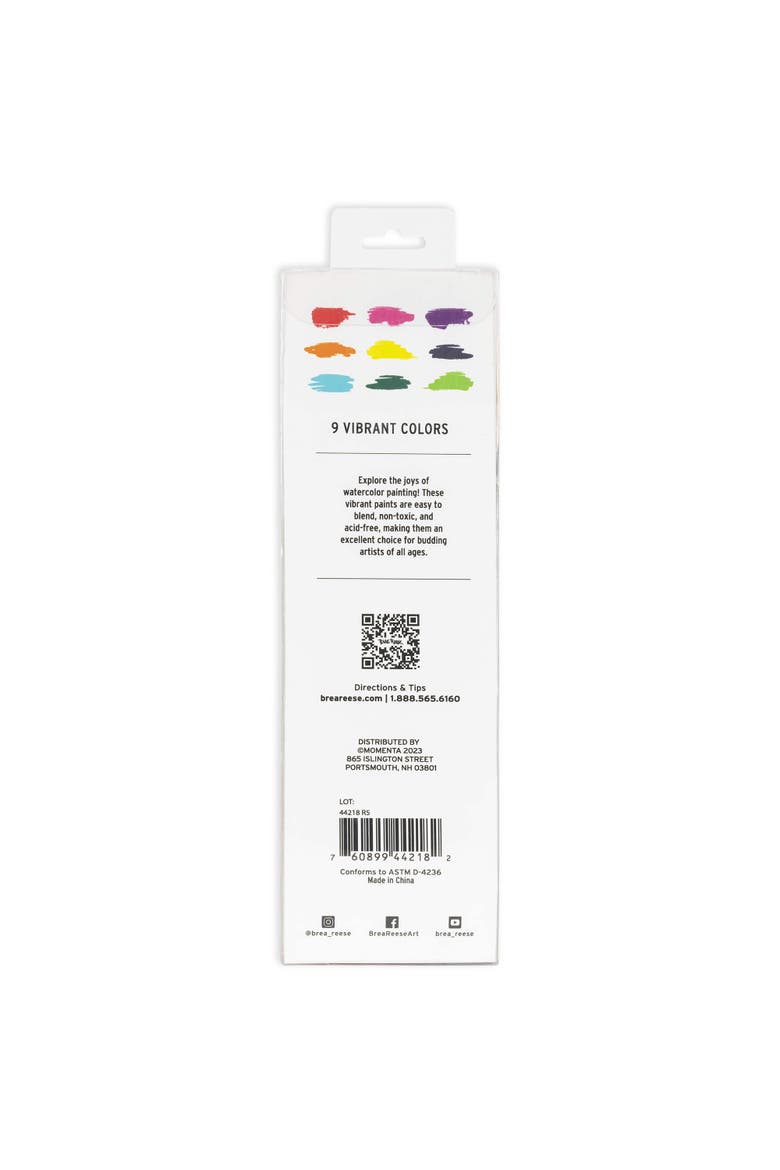 Watercolor Paint Set 9Pc Vibrant Colors, Brush & Portable Tin, Alternate, color, Multicolored