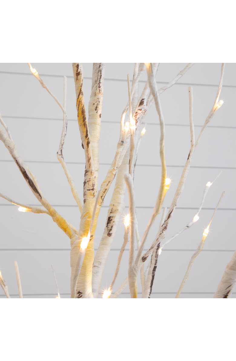 NEARLY NATURAL 2.5-ft Pre-Lit Artificial White Birch Branches with Warm White 100 Micro LED Lights, Alternate, color, Green