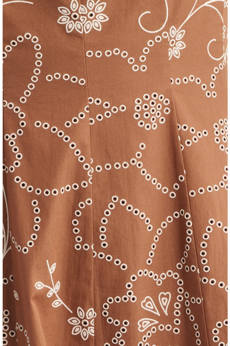Embroidery Print Cotton Dress, Alternate, color, MOCHA