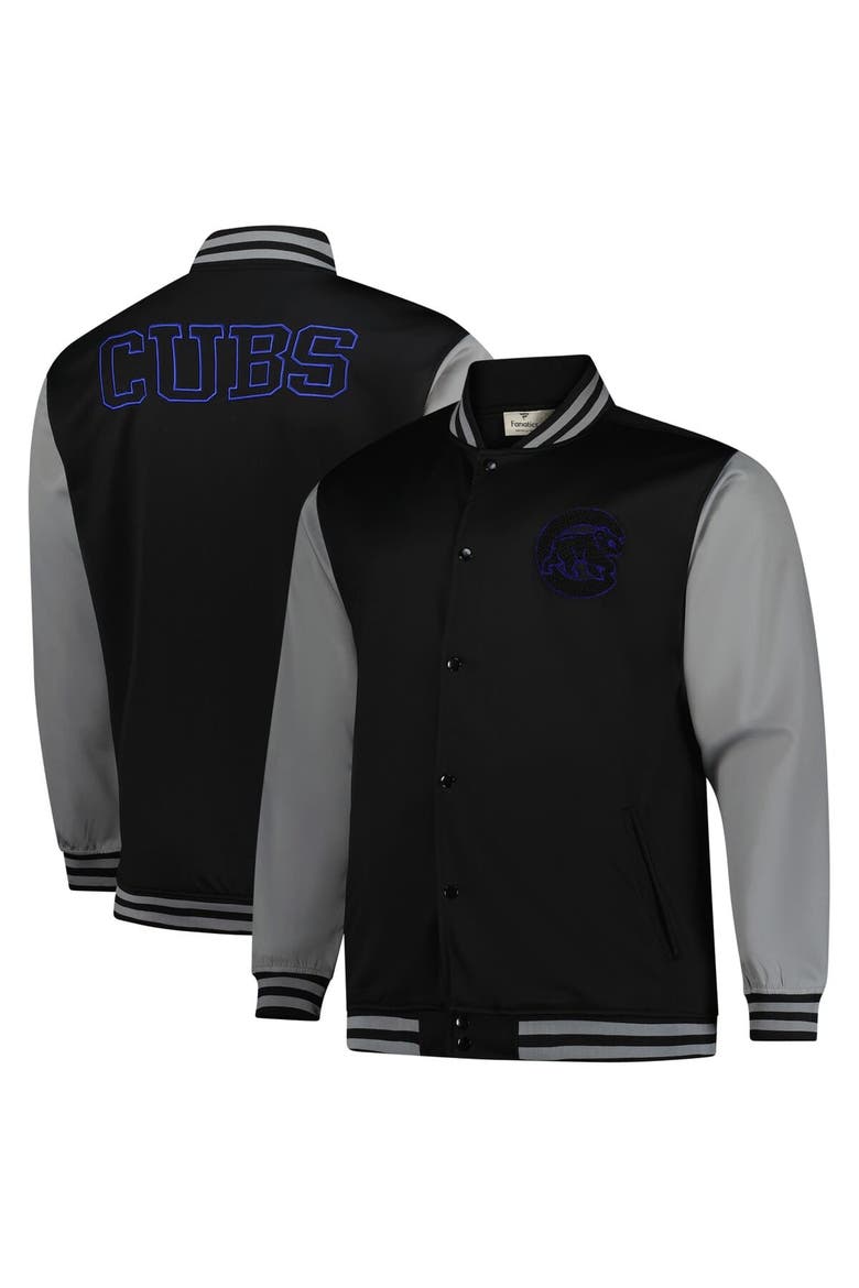 Men's Profile  Black/Gray Chicago Cubs Full-Snap Varsity Jacket, Alternate, color, Black