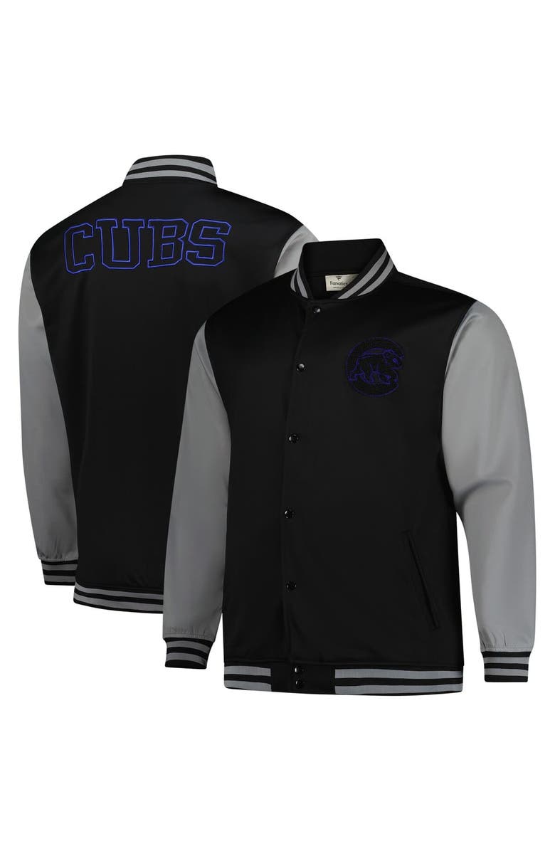 PROFILE Men's Profile Black/Gray Chicago Cubs Full-Snap Varsity Jacket, Alternate, color, Black