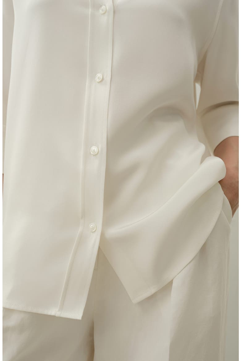 Women's Heavy Silk Crepe Relaxed Half-Sleeve Shirt, Alternate, color, Natural White