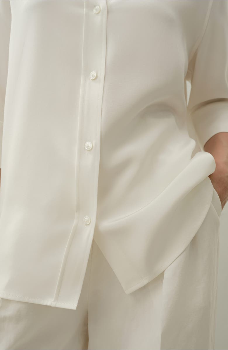 Lilysilk Heavy Silk Crepe Relaxed Half-Sleeve Shirt, Alternate, color, Natural White