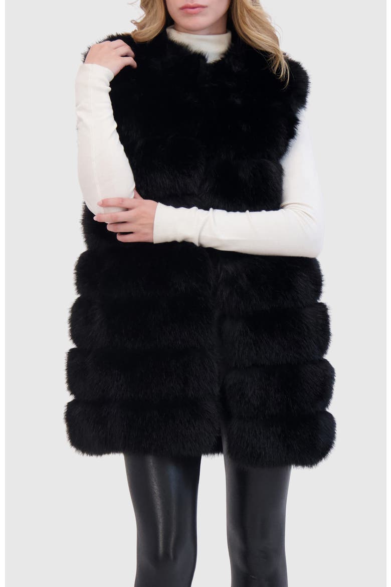 Fur-Free Fox (Faux Fur) Vest, Alternate, color, BLACK