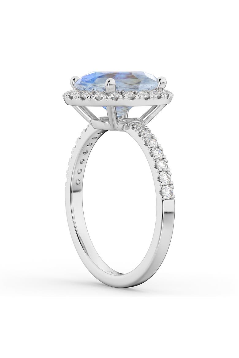 Oval Cut Halo Moonstone & Diamond Engagement Ring 14K, Alternate, color, 3.31ct/White Gold