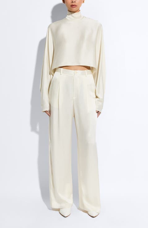 Satin Relaxed Pleated Pant