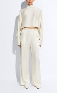 LAPOINTE Satin Relaxed Pleated Pant