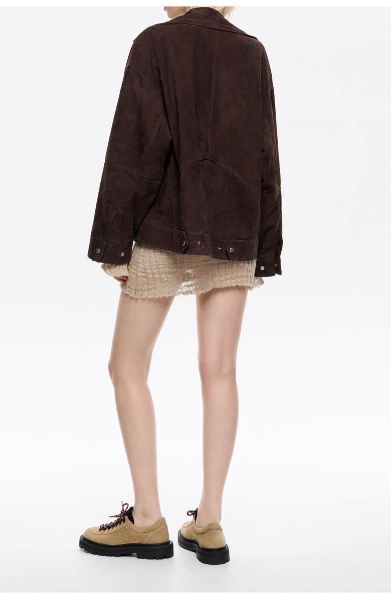 Bimba y Lola Suede Double-Breasted Jacket, Alternate, color, Dark Brown
