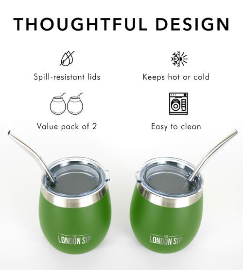 London Sip Yerba Mate Cup Set 8oz In Green