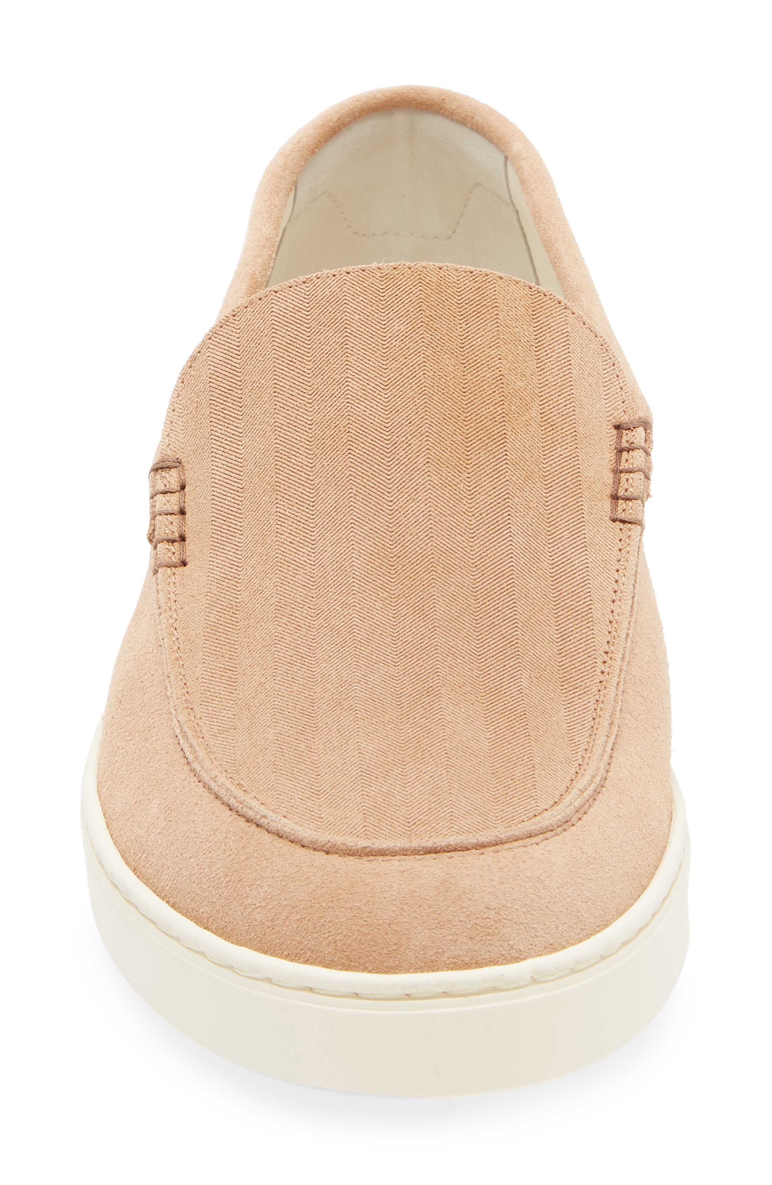 Brunello Cucinelli Chevron Embossed Suede Loafer, Alternate, color, Light Brown