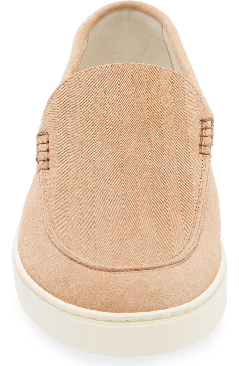 Brunello Cucinelli Chevron Embossed Suede Loafer, Alternate, color, Light Brown