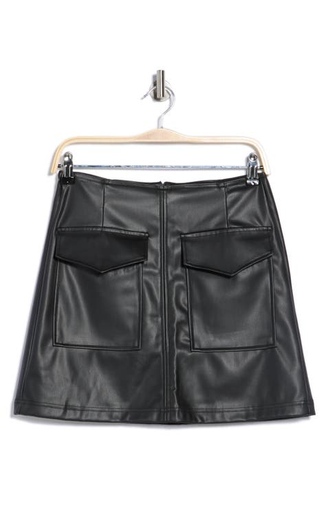 Pocket Faux Leather Miniskirt
