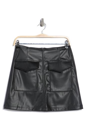 Rdi Pocket Faux Leather Miniskirt In Black