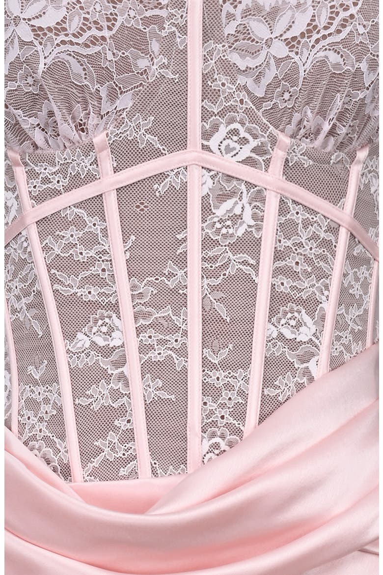 Ayana Strapless Lace & Satin Mermaid Gown, Alternate, color, PINK