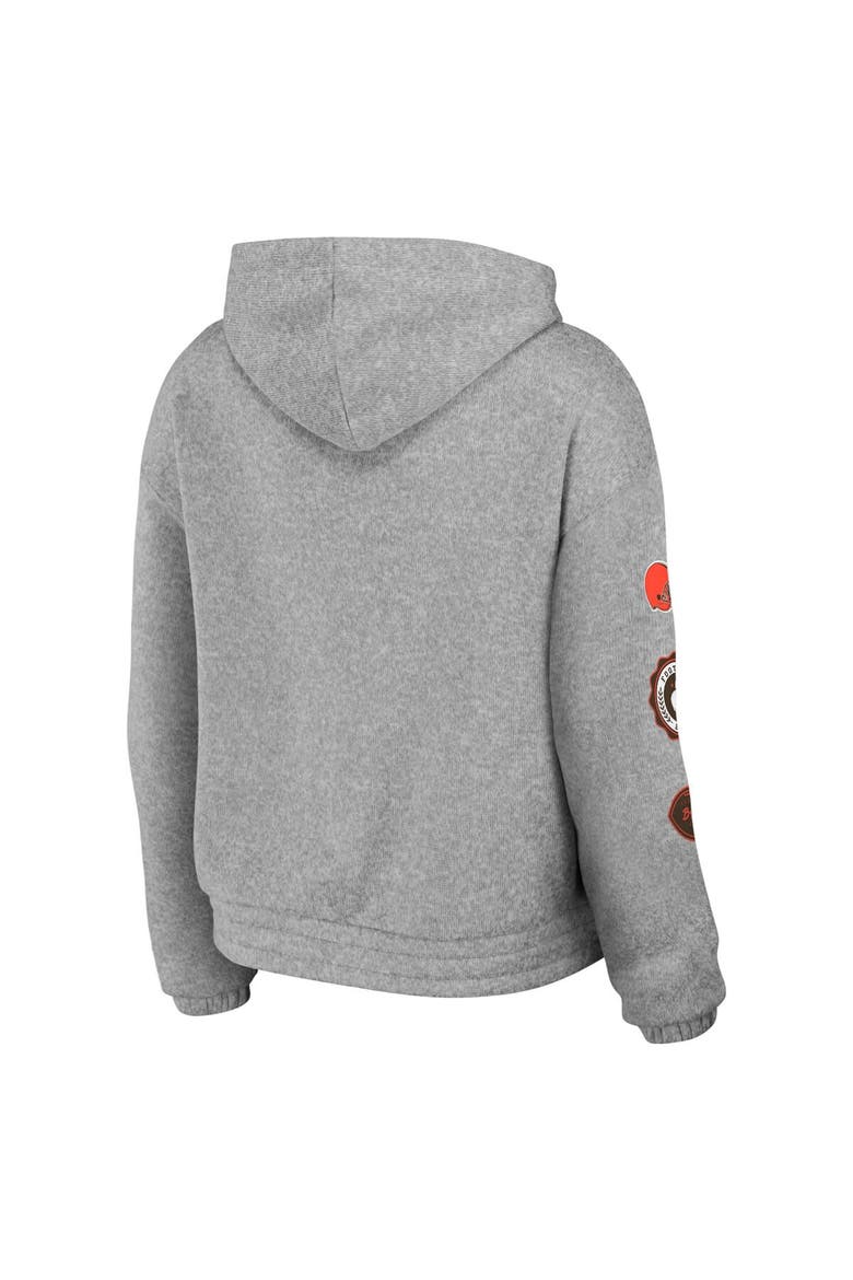Women's WEAR by Erin Andrews Heather Gray Cleveland Browns Full-Zip Hoodie, Alternate, color, Heather Gray