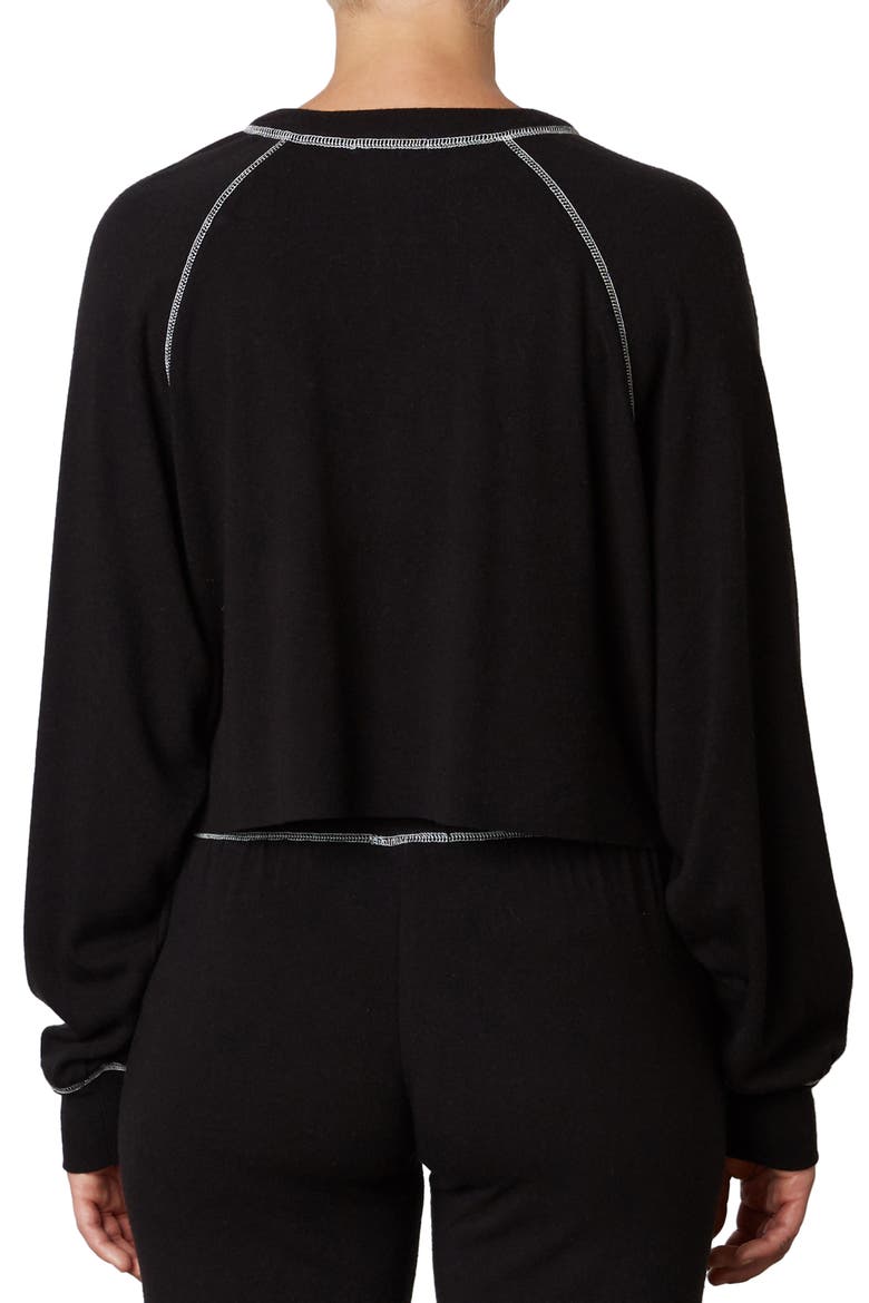 Contrast Stitch Henley Top, Alternate, color, BLACK