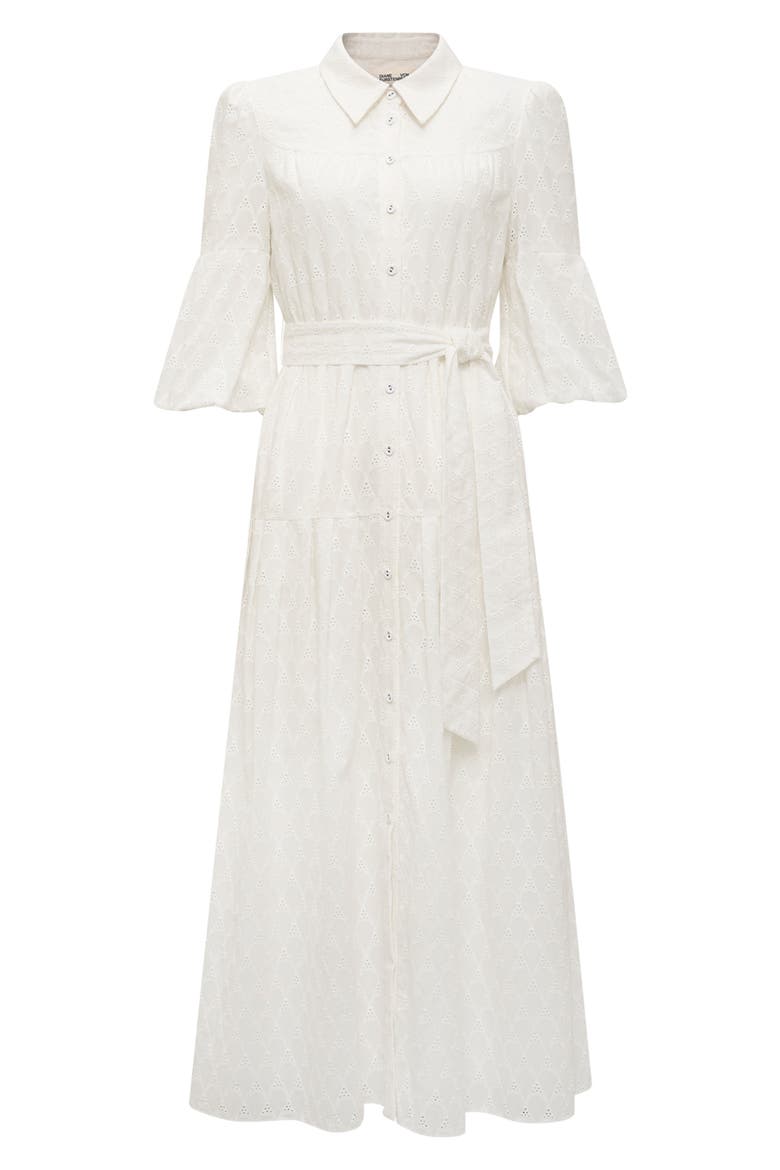 Aveena Eyelet Embroidered Cotton Shirtdress, Alternate, color, IVORY