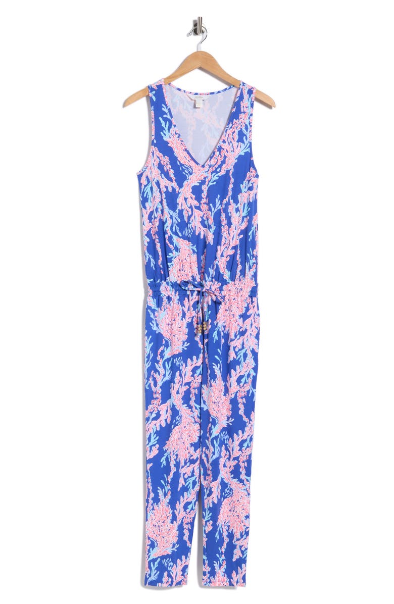 Lilly Pulitzer<sup>®</sup> Paulina Sleeveless Jumpsuit, Main, color, Borealis Blue Swim On Over